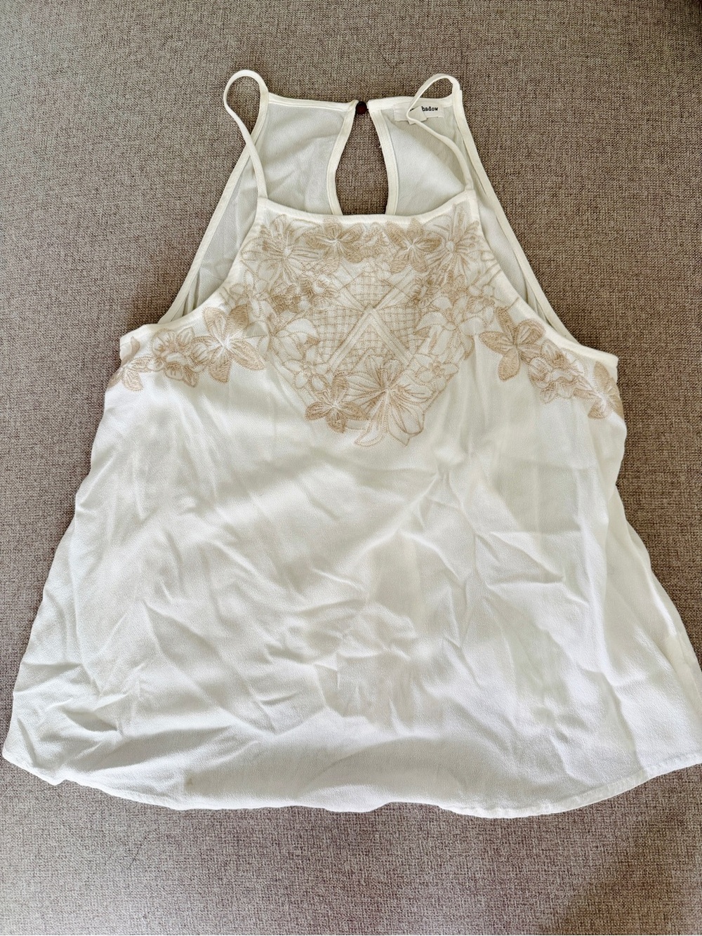 White Embroidered white Tank Top